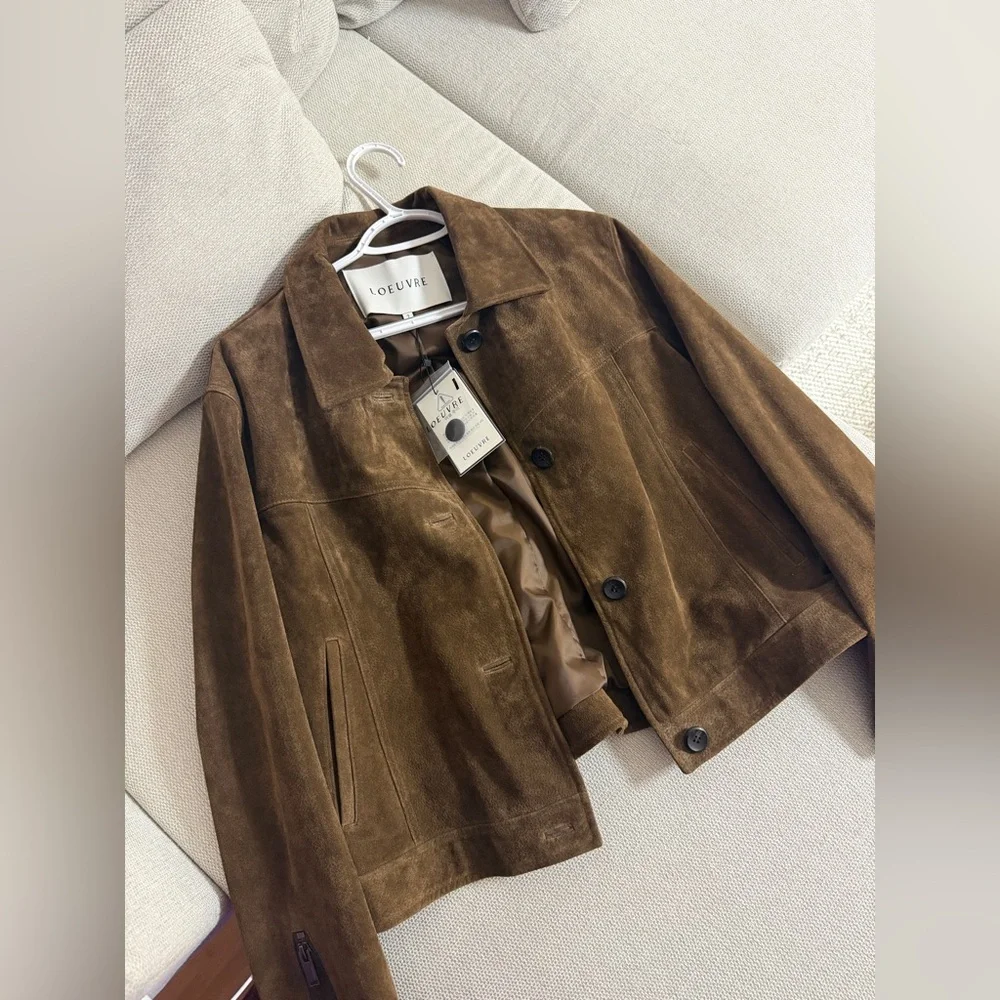 NWT Loeuvre Classic Real Suede Jacket - Brown - Picture 5 of 11